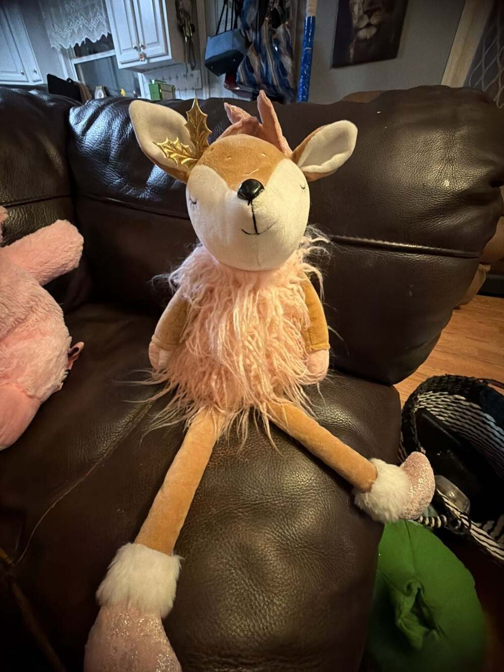 Plush Pink Reindeer Shelf Sitter Bella Luxx